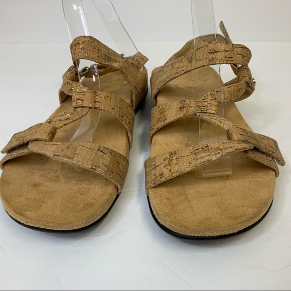 Vionic Paros Backstrap Sandals - Gold Cork 342 - Picture 4 of 9